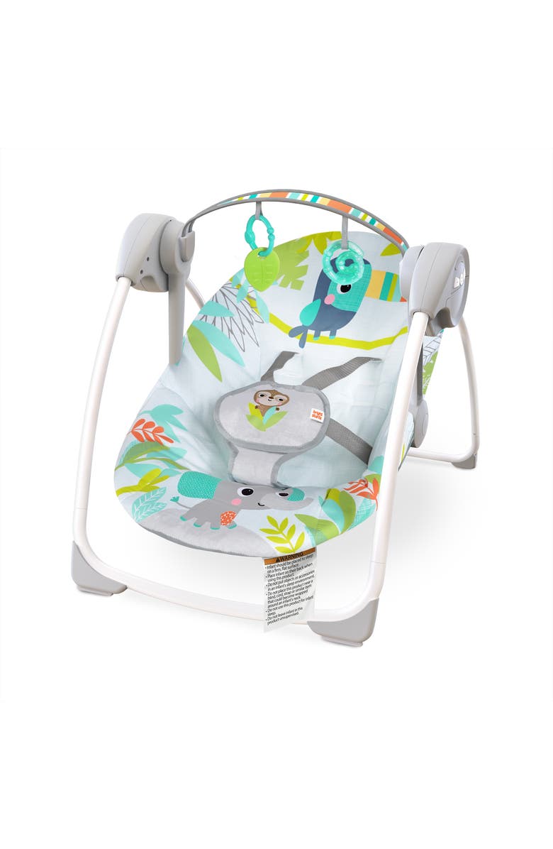 BRIGHT STARTS Rainforest Vibes 6-Speed Portable Automatic Baby Swing with Toy Bar, Main, color, Multicolored