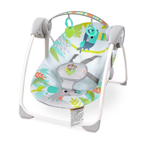 Rainforest Vibes 6-Speed Portable Automatic Baby Swing with Toy Bar
