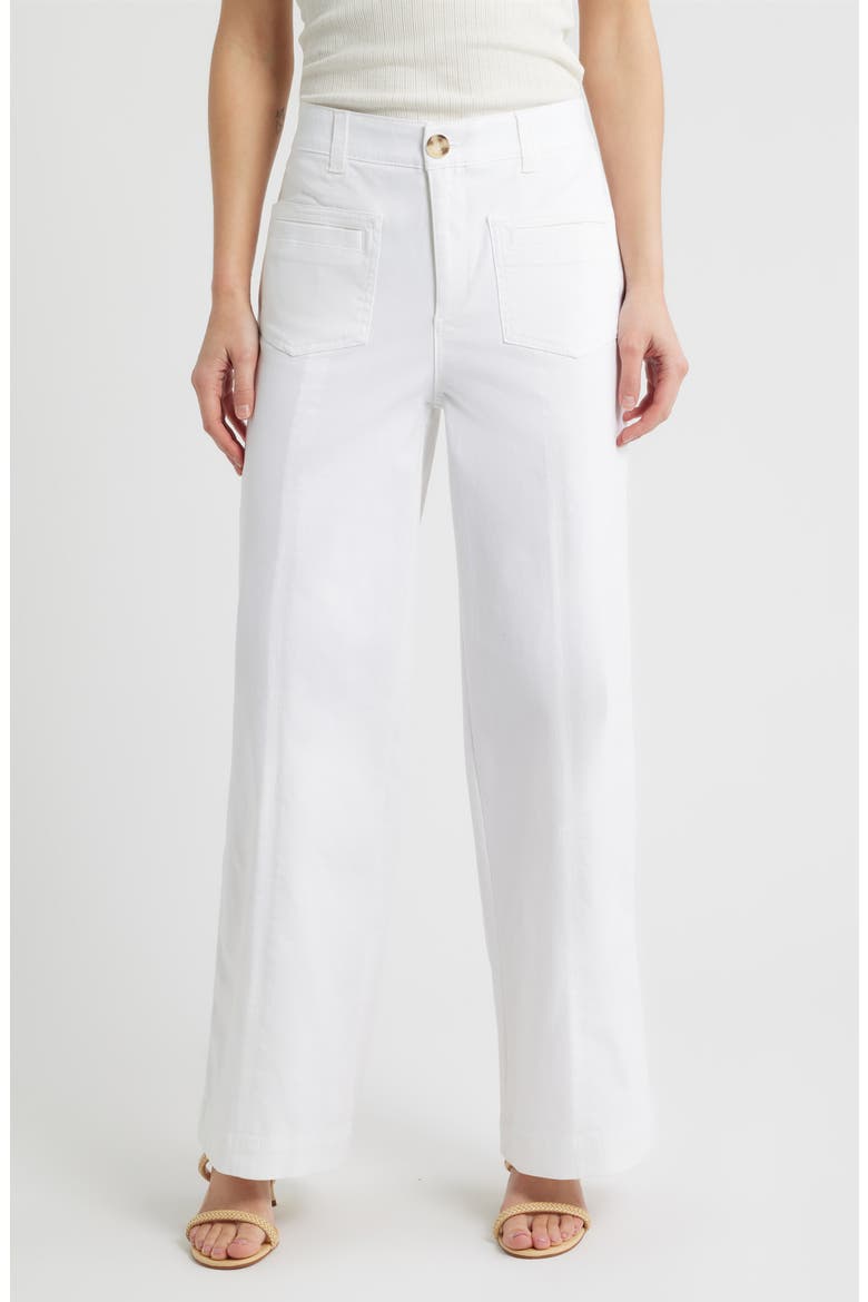 Skyrise Patch Pocket Wide Leg Pants, Main, color, WHITE