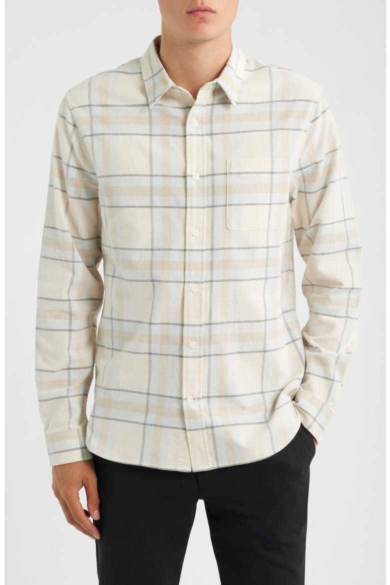 Holme Plaid Cotton Corduroy Button-Up Shirt, Main, color, BLANCO COMBO