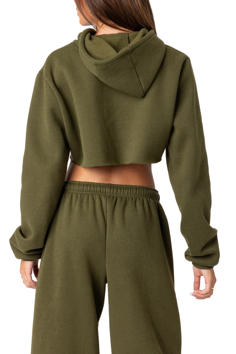 Breanna Cotton Blend Crop Hoodie, Alternate, color, OLIVE