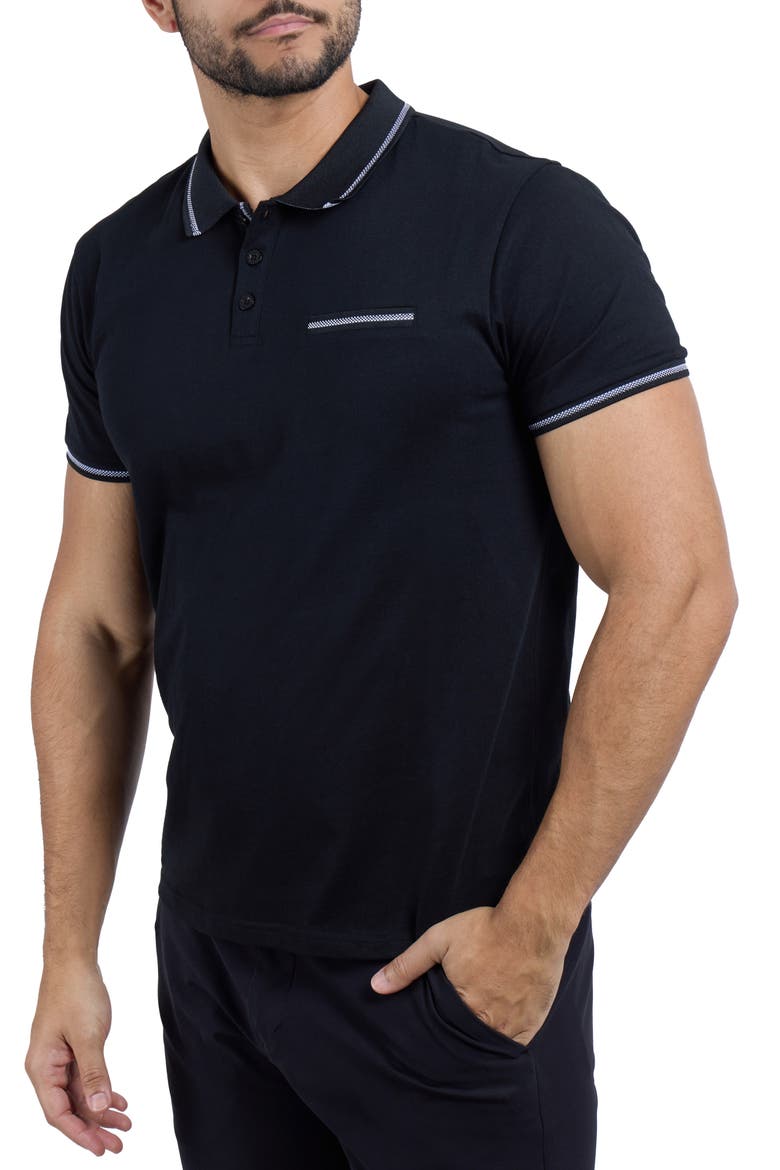 Jacquard Polo, Alternate, color, BLACK/ WHITE