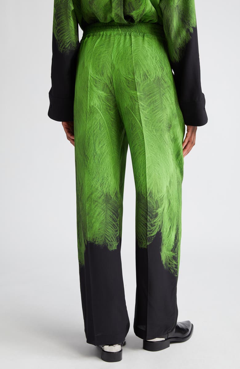 Victoria Beckham Digital Feather Print Silk Pants, Alternate, color,