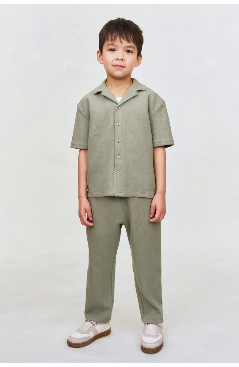 H&M 2-piece Textured Cotton Set, Alternate, color, Khaki Green