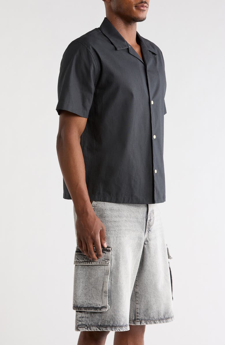 PacSun Elai Solid Cotton & Linen Camp Shirt, Alternate, color, Black