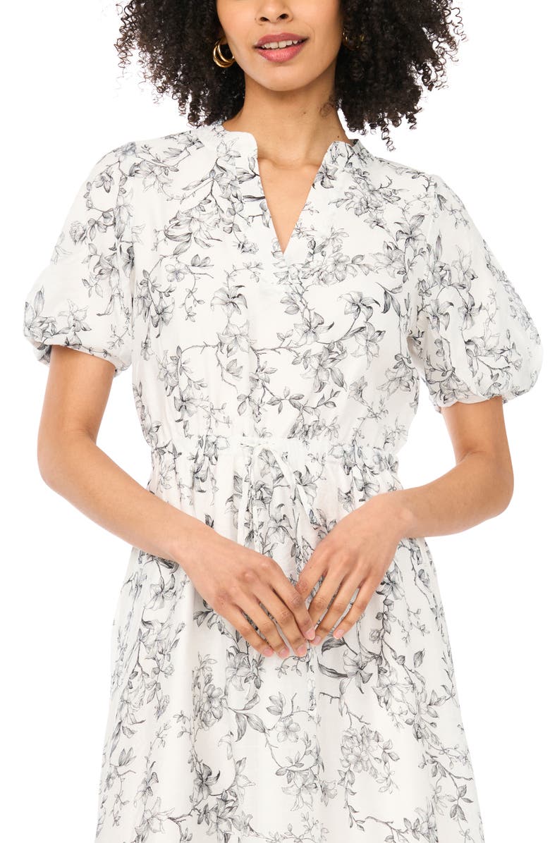 Vince Camuto Print Puff Sleeve Maxi Dress, Alternate, color, Rich Black