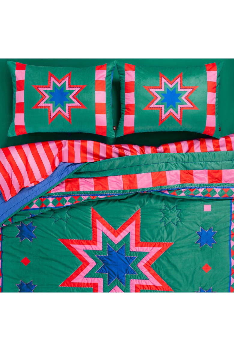 Hansi Quilted King Size 100% Polyester Heritage Style, Main, color, Green