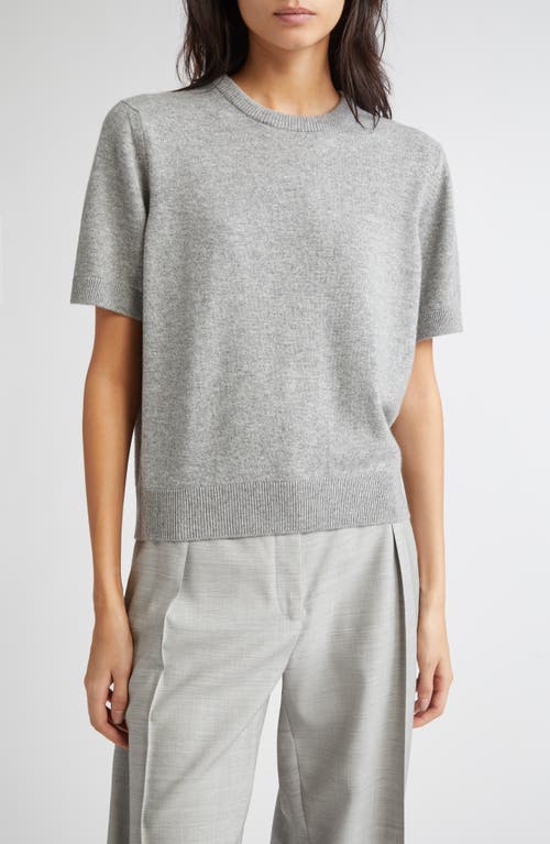 Johnstons Of Elgin Classic Cashmere Short Sleeve Sweater In Gray