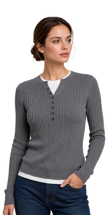 Wool Blend Cable Knit Layered Look Pullover Top