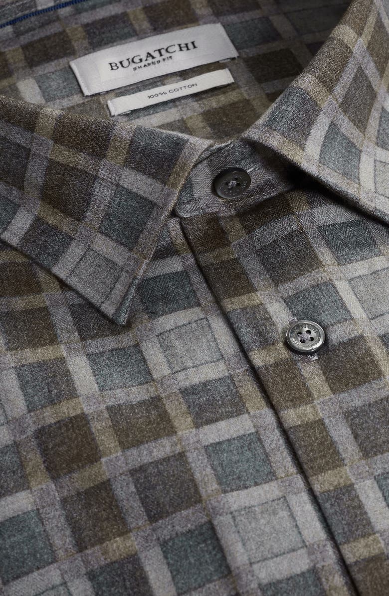 Bugatchi Julian Shaped Fit Check Cotton Button-Up Shirt, Alternate, color, Sienna