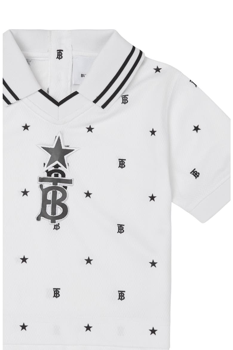 Mini Dafydd TB Star Print Mesh Polo, Alternate, color, WHITE/ BLACK PATTERN