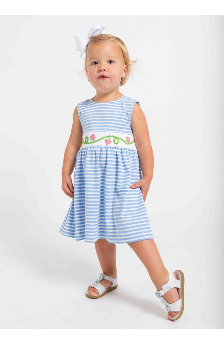 Florence Eiseman Stripe Knit Dress With Strawberries, Alternate, color, Light Blue / White
