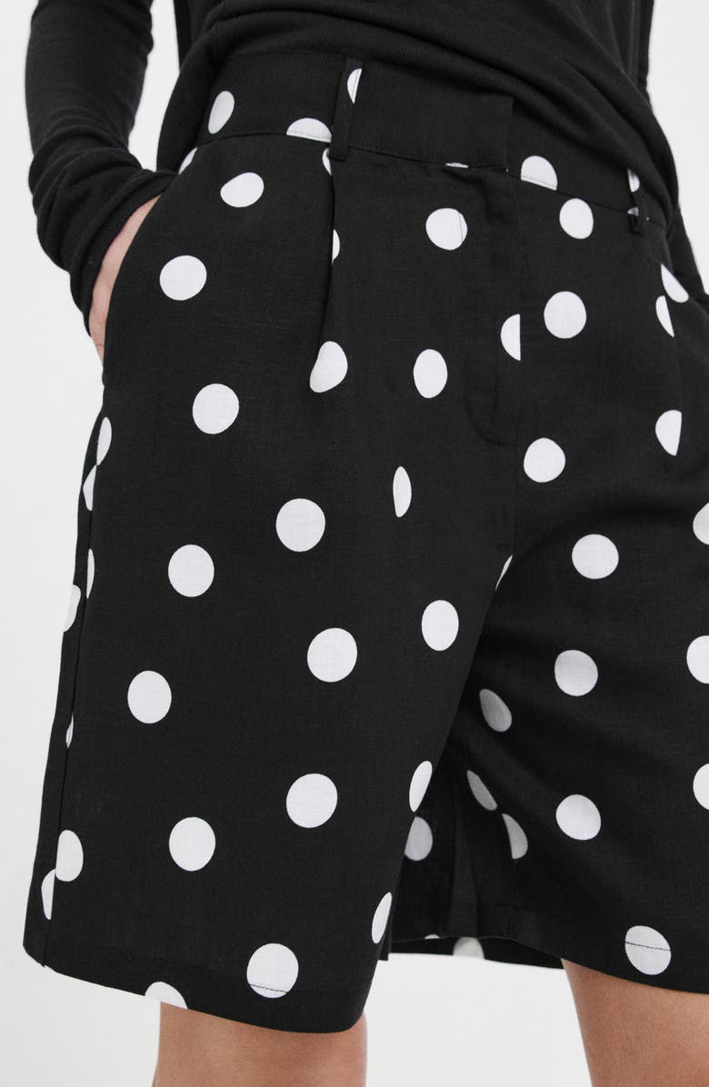 MANGO Abrei Polka Dot Shorts, Alternate, color, Black
