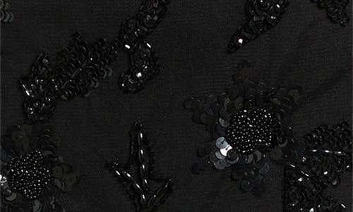 Pisarro Nights Embellished Illusion Sleeve Cocktail Dress In Black
