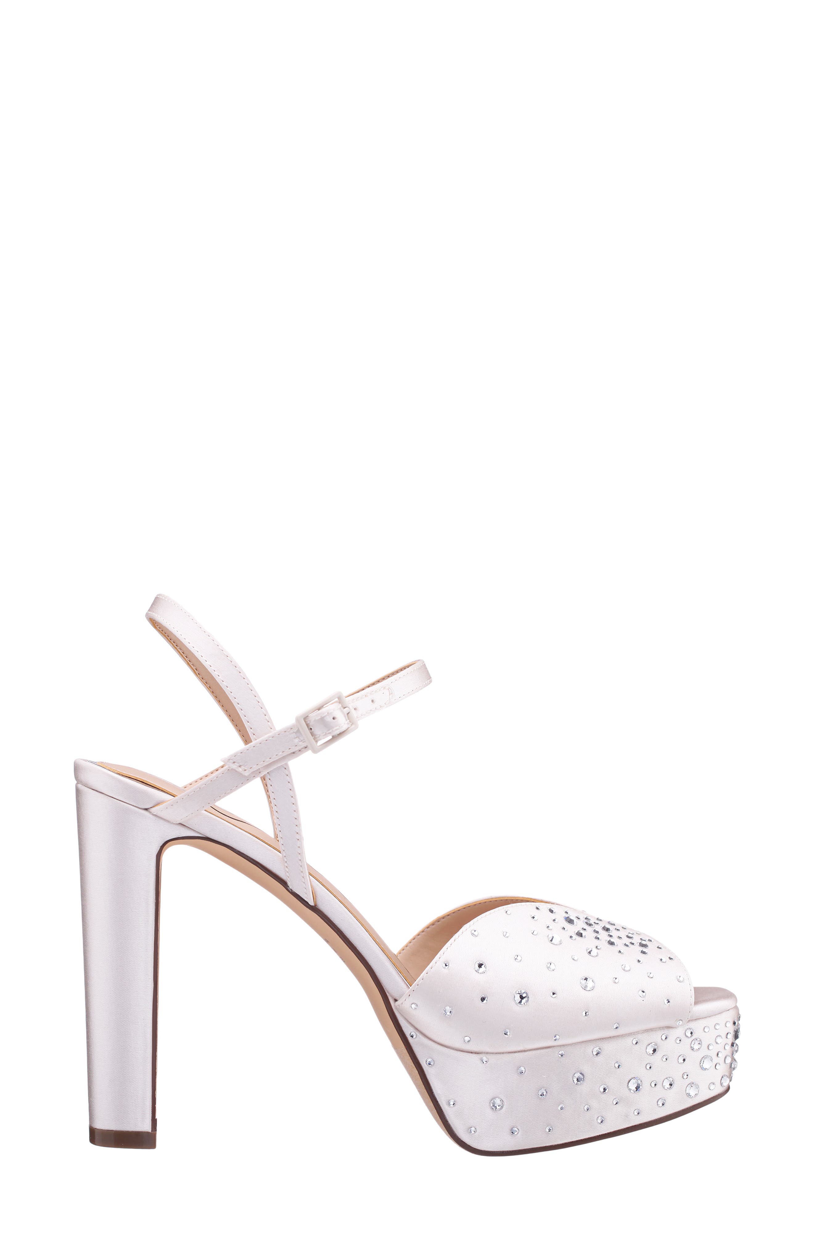 Nina Addison Slingback Peep Toe Platform Sandal, Alternate, color, Ivory