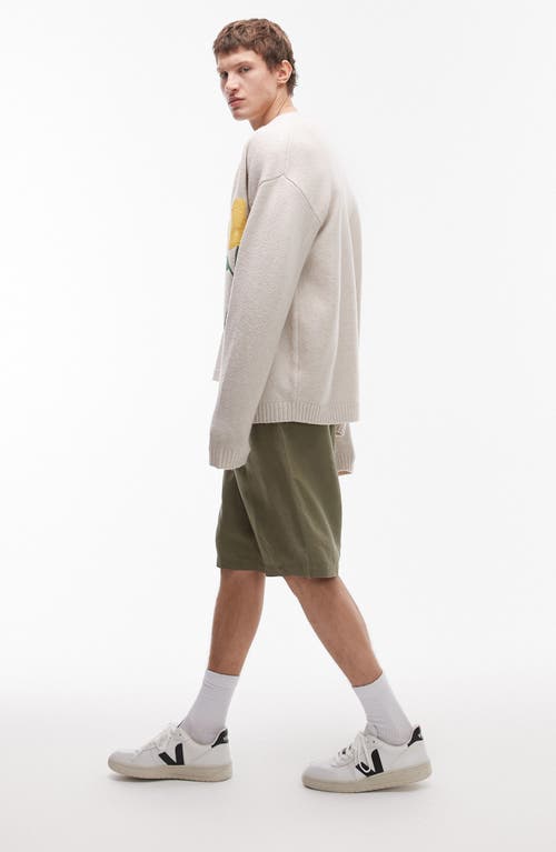 Topman Wide Leg Linen Blend Shorts In Green
