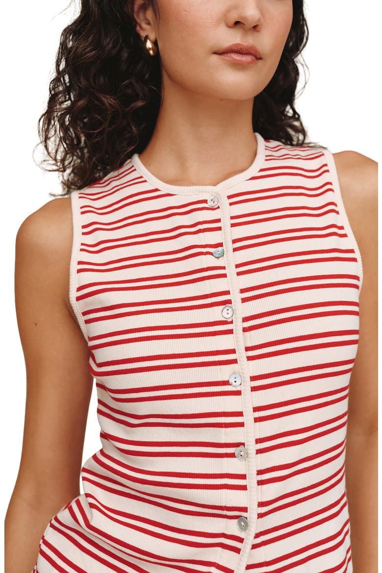 Sleeveless Front Button Knit Top, Alternate, color, SUNSET SAIL STRIPE