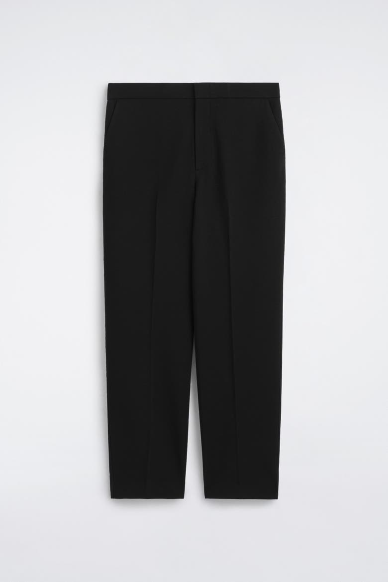 Wool-jersey Relaxed-fit Straight-leg Pants, Alternate, color, BLACK