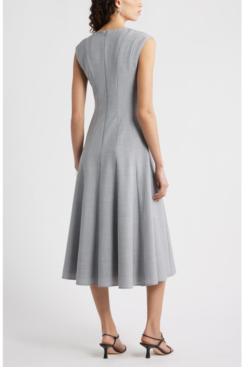 Seamed Wool Blend Midi Dress, Alternate, color, GREY HEATHER