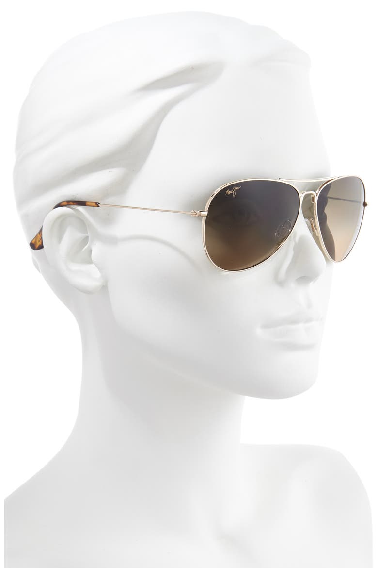 Mavericks 61mm Polarized Oversize Aviator Sunglasses, Alternate, color, GOLD/ BRONZE
