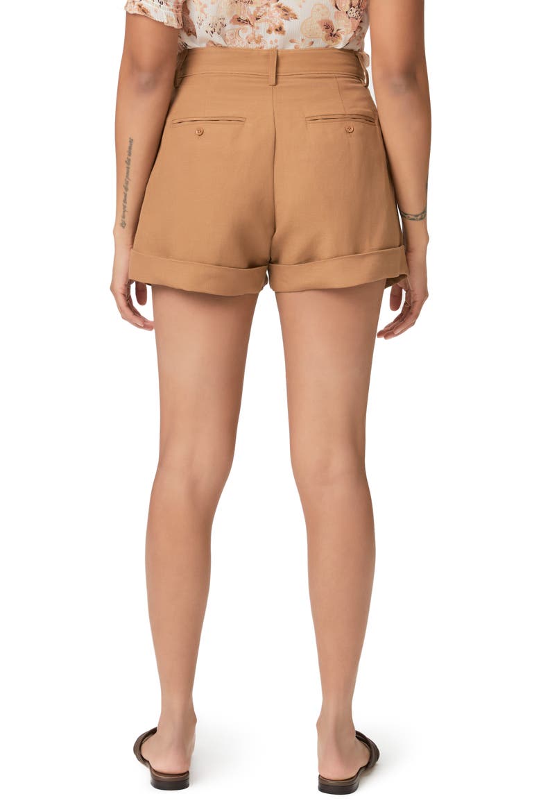 Bistro Linen Blend Cuff Shorts, Alternate, color, TEAK