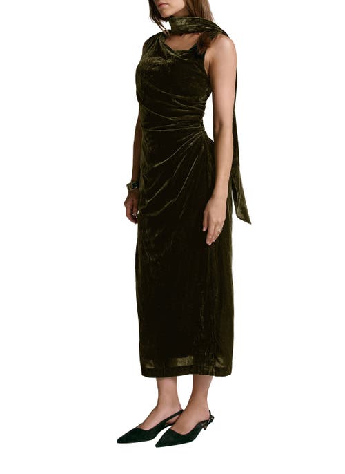 Mint Velvet Velvet Scarf Detail Midi Dress In Black