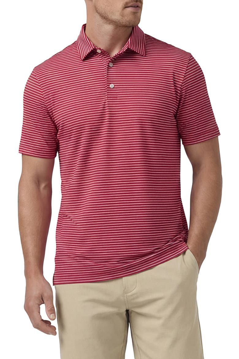 Versa Trim Fit Stripe Performance Polo, Main, color, CRIMSON ALTERNATING STRIPE