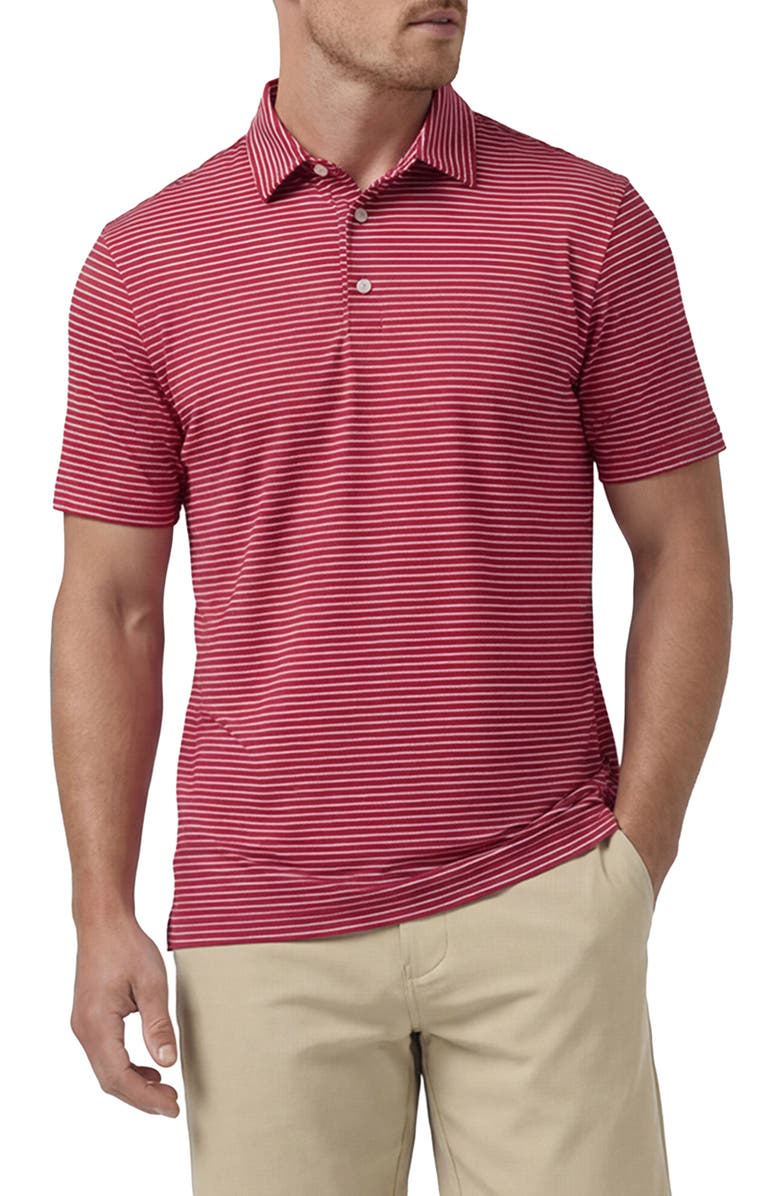 Mizzen+Main Versa Trim Fit Stripe Performance Polo, Main, color, Crimson Alternating Stripe