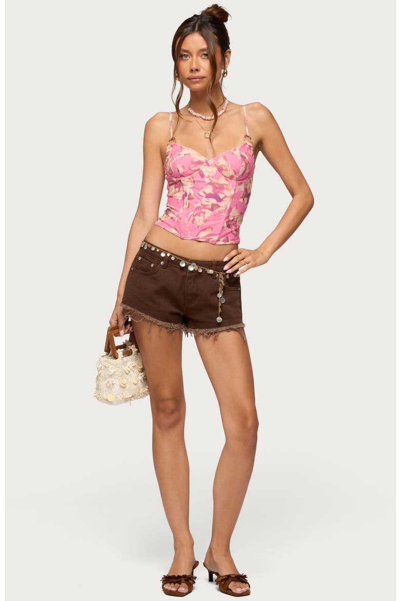 Daneri Metal Ring Floral Corset Cami, Alternate, color, PINK
