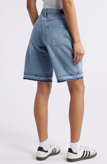 Relaxed Hem Denim Bermuda Shorts