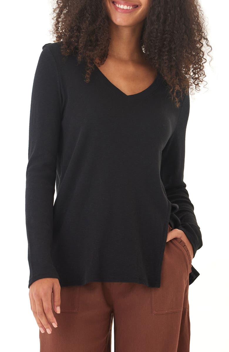 Threads 4 Thought Agatha Texture Slub Long Sleeve T-Shirt, Main, color, Black