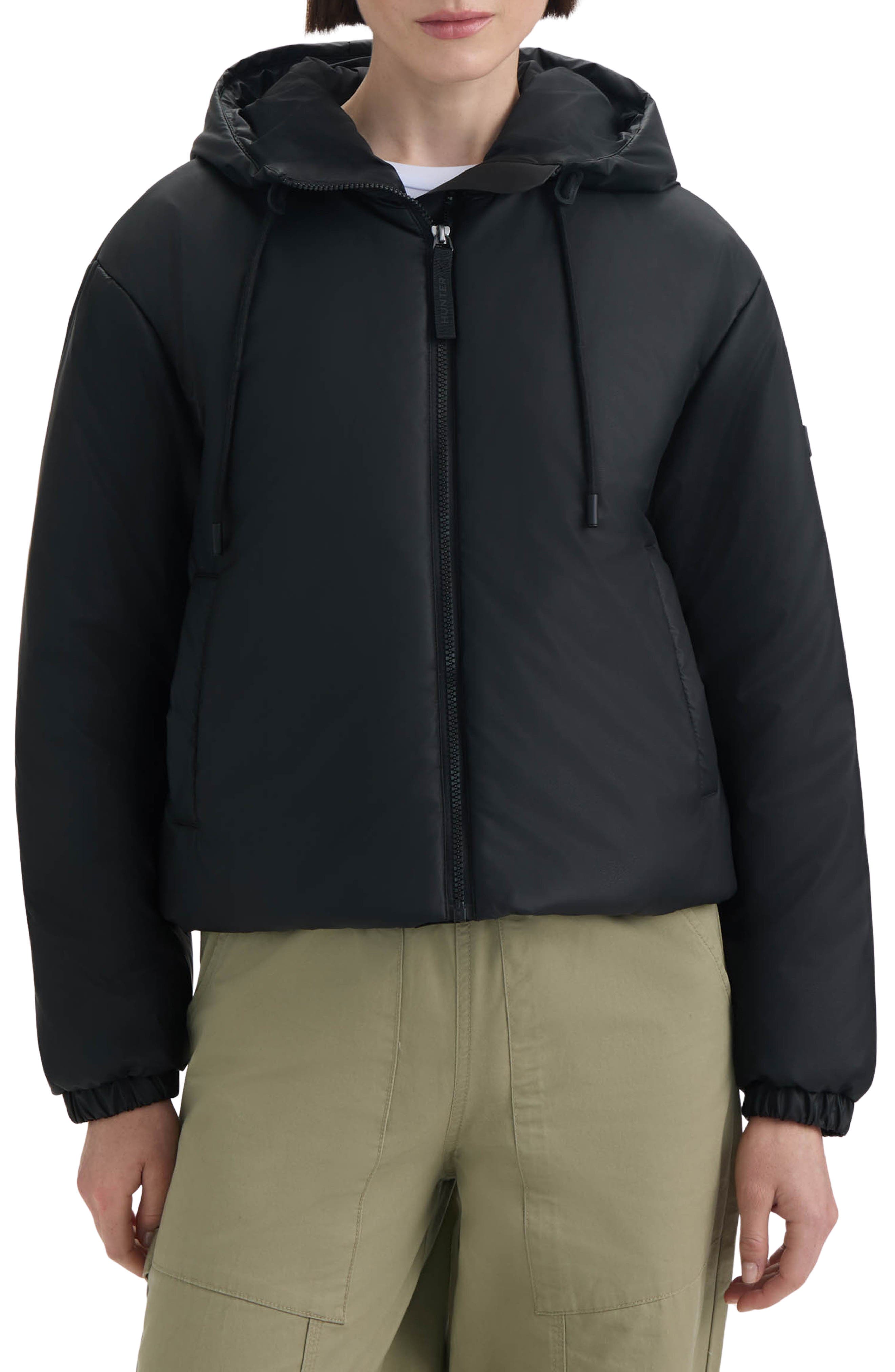 Hunter Leah Water Repellent Hooded Crop Puffer Jacket