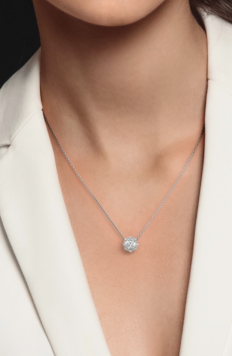 De Beers Forevermark Center of My Universe<sup>®</sup> Floral Halo Diamond Pendant Necklace, Alternate, color, 