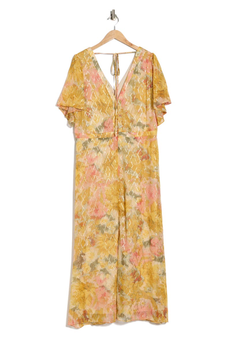 Flutter Sleeve Maxi Dress, Alternate, color, HARVEST GOLD