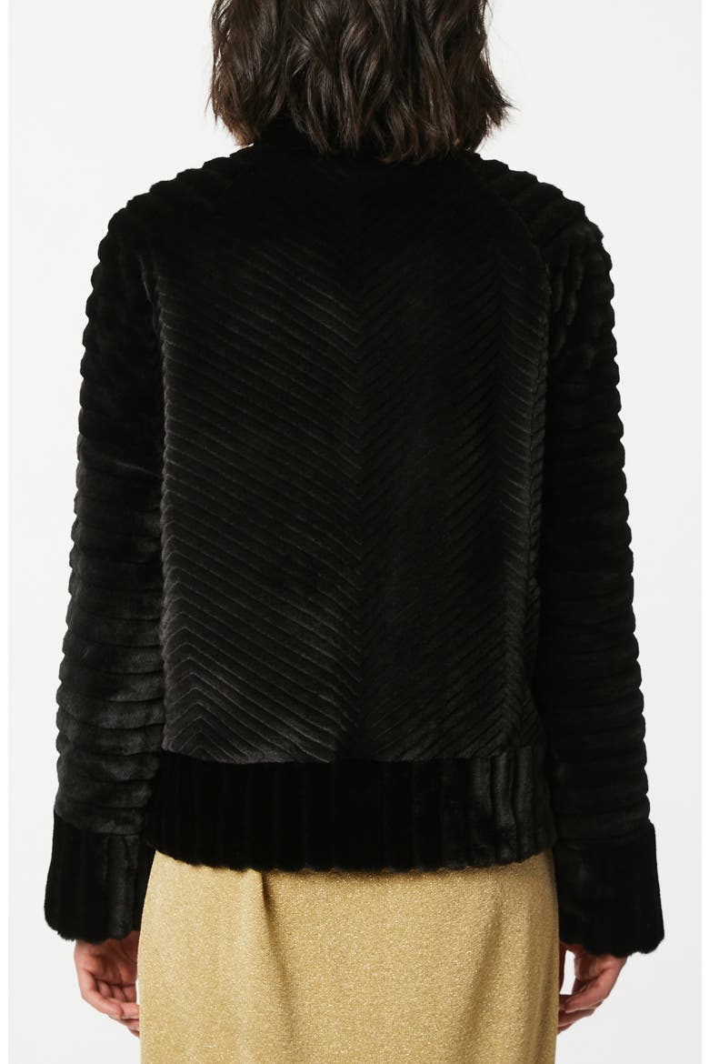 Textured Faux Fur Jacket, Alternate, color, BLACK