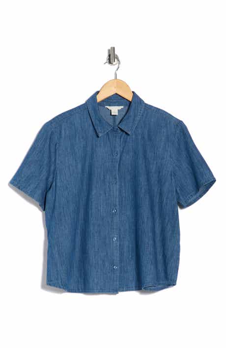 Short Sleeve Chambray Button Up Shirt