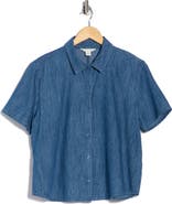 Caslon® Short Sleeve Chambray Button Up Shirt