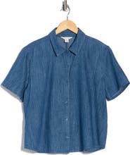 Caslon® Short Sleeve Chambray Button Up Shirt