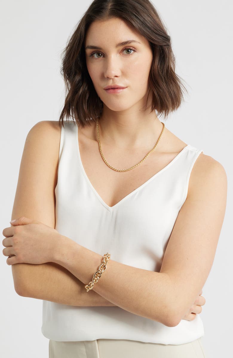 Nordstrom Oval Link Stretch Bracelet, Alternate, color, Gold