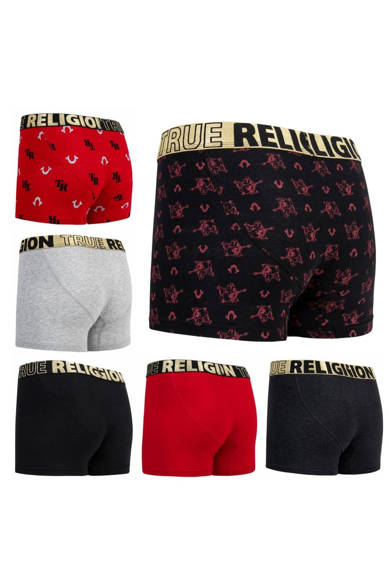 Mens Boxer Briefs Cotton Stretch Underwear for Men Pack of 6 Red/Black, Alternate, color, Red/Black
