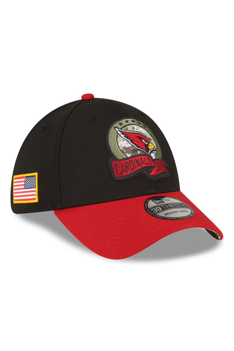 Men's New Era Black/Cardinal Arizona Cardinals 2022 Salute To Service 39THIRTY Flex Hat, Main, color, Black