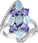 FZN Sterling Silver Tanzanite, Opal & Lab Created White Sapphire Ring