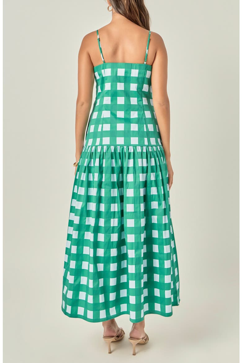 Gingham Midi Dress, Alternate, color, GREEN/ BLUE