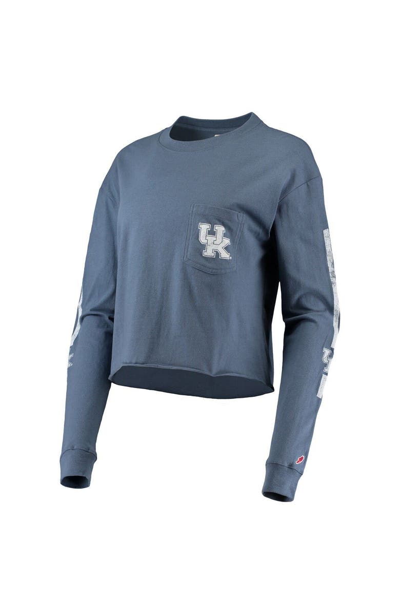LEAGUE COLLEGIATE WEAR Women's League Collegiate Wear Navy Kentucky Wildcats Clothesline Cotton Midi Crop Long Sleeve T-Shirt, Alternate, color,