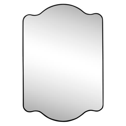 Jonathan Y Louisa Medium Scalloped Rectangular Metal Framed Wall Mirror In Black