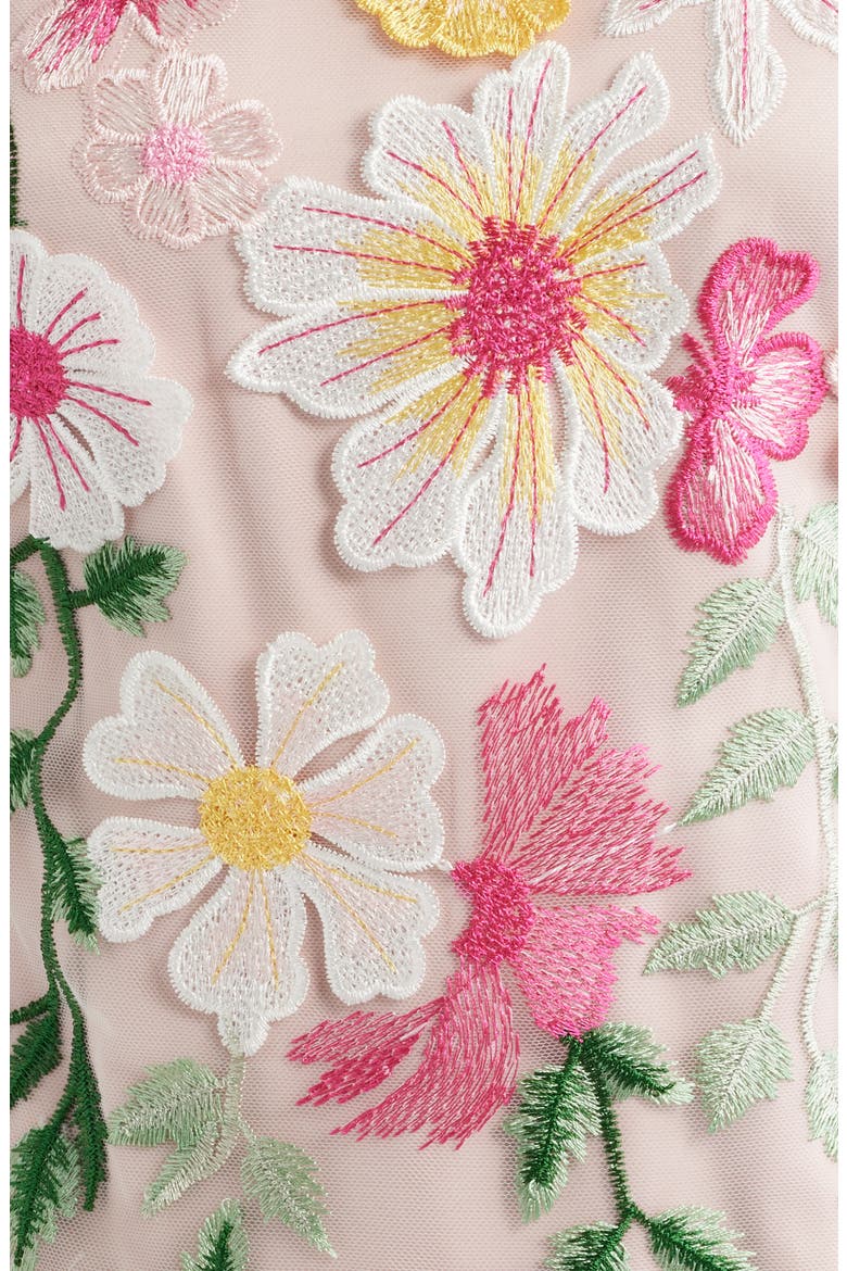 Embroidered Floral Cocktail Shift Dress, Alternate, color, PINK MULTI