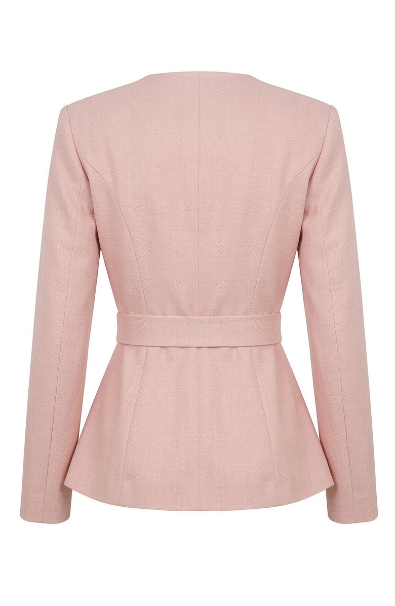 Modenaire Wrap Blazer with Waist Tie Belt, Alternate, color, Dusty Pink