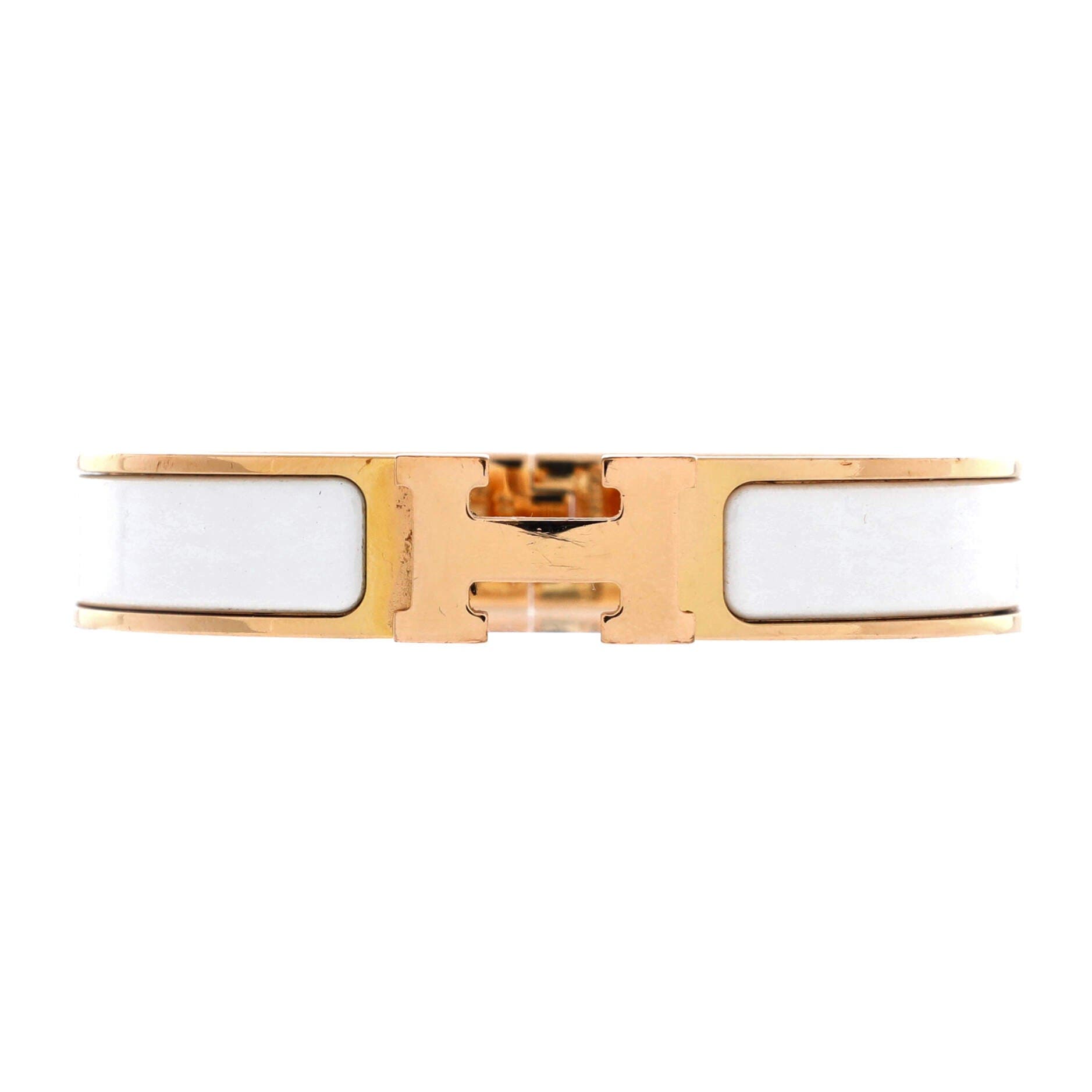 Clic H Bracelet Enamel Narrow, Main, color, White