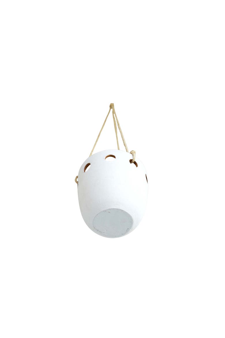 5.75" x 24.75" Galiot White Round Cutout Indoor Hanging Terracotta Planter, Alternate, color, White