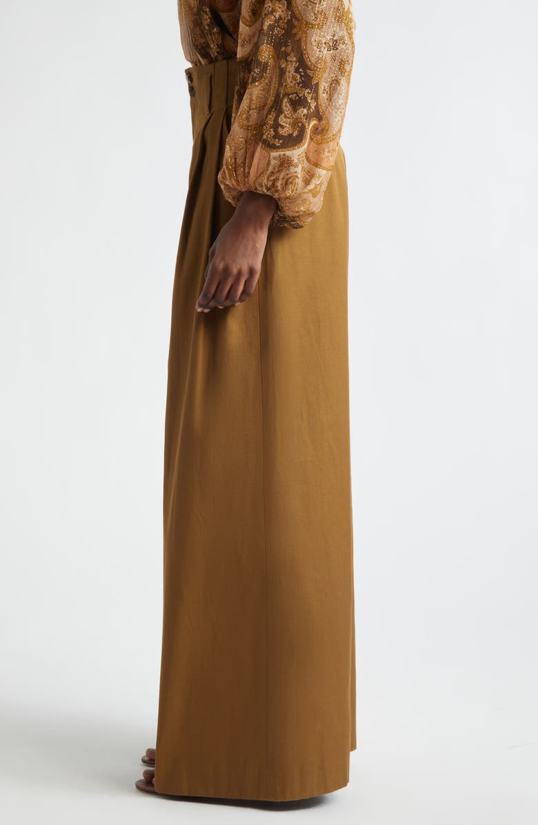 Zimmermann Luna Drill Tailored Trousers, Alternate, color, Dark Khaki